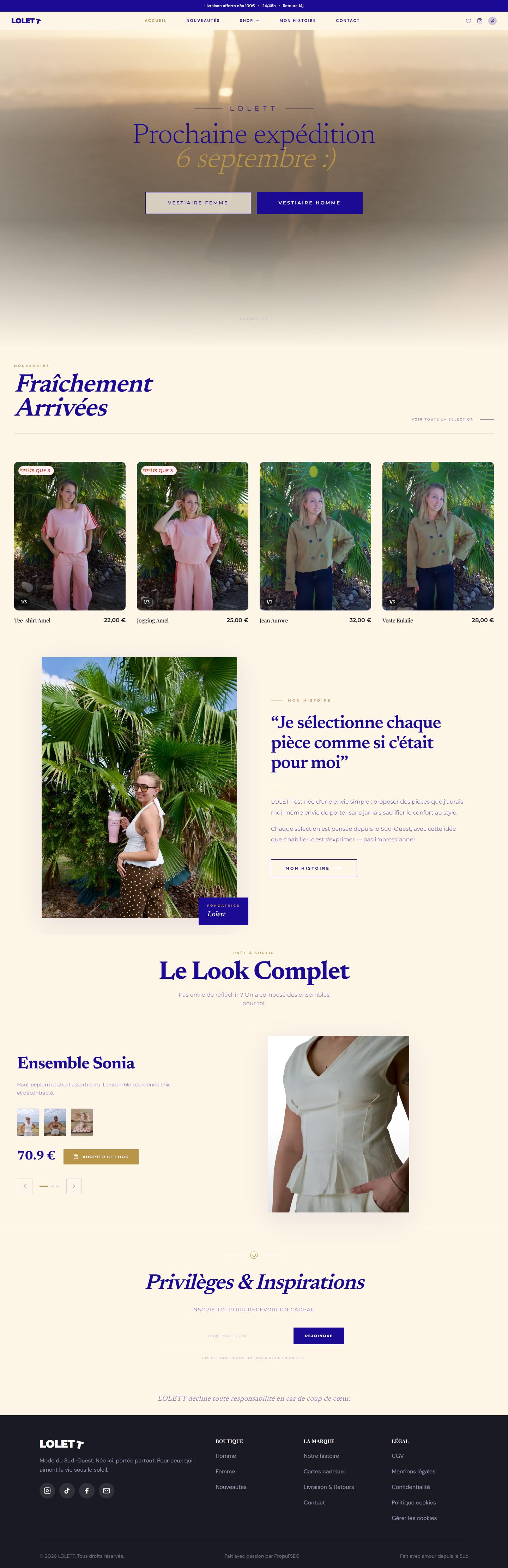 Aperçu réel du site de Lolett
