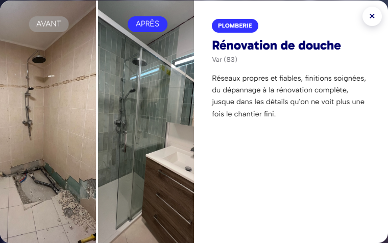 Réalisation Ploméo : rénovation de douche dans le Var
