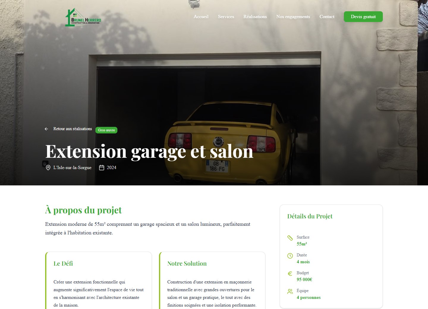 Capture réelle : Page de réalisation de Brunel-Herrero