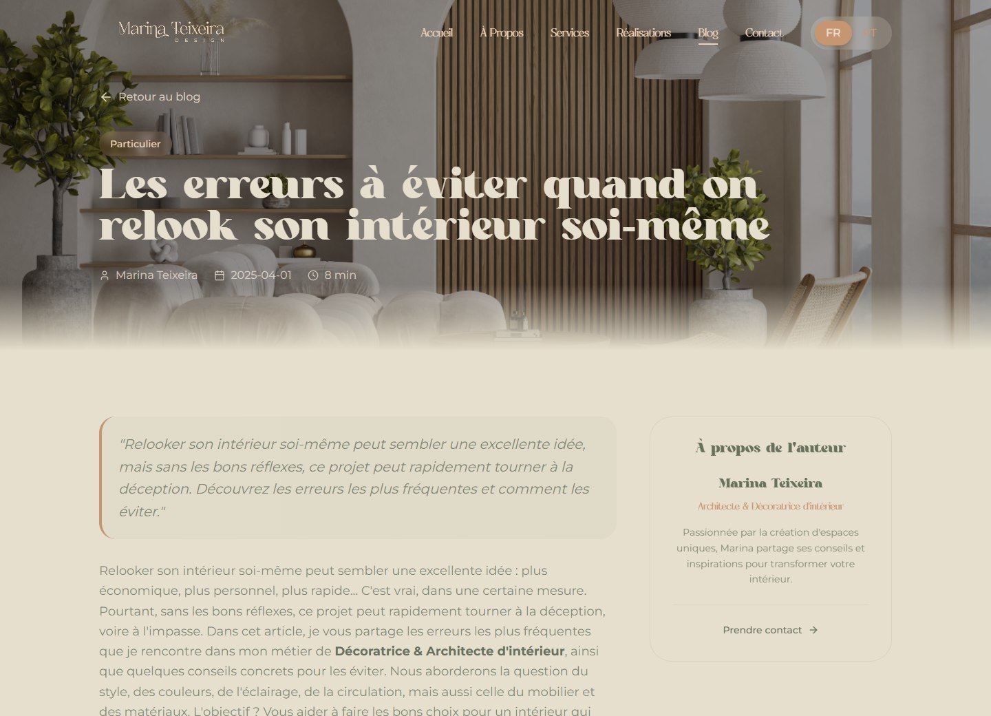 Article de conseil du site de Marina Teixeira